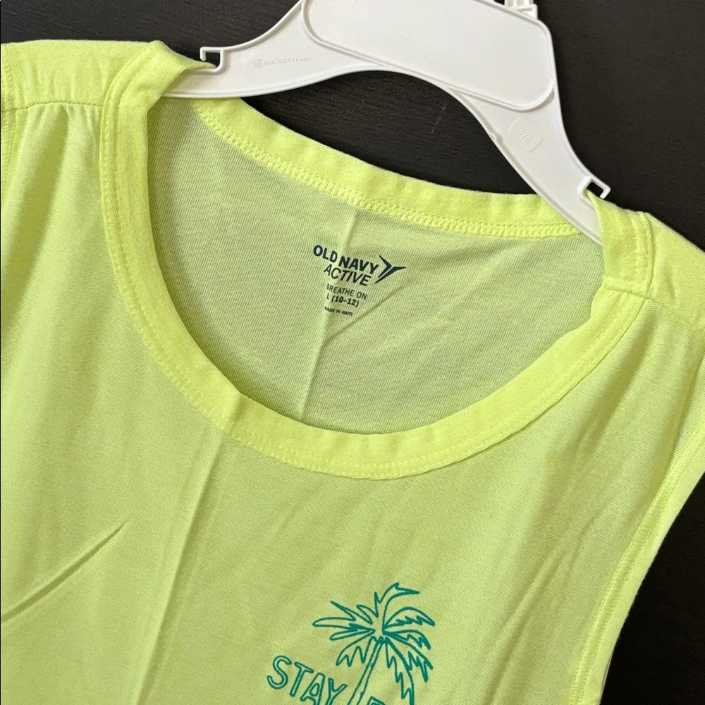 Old Navy Girls Breathe On Active Side Wrap Tank Top in Light Bulb Neon